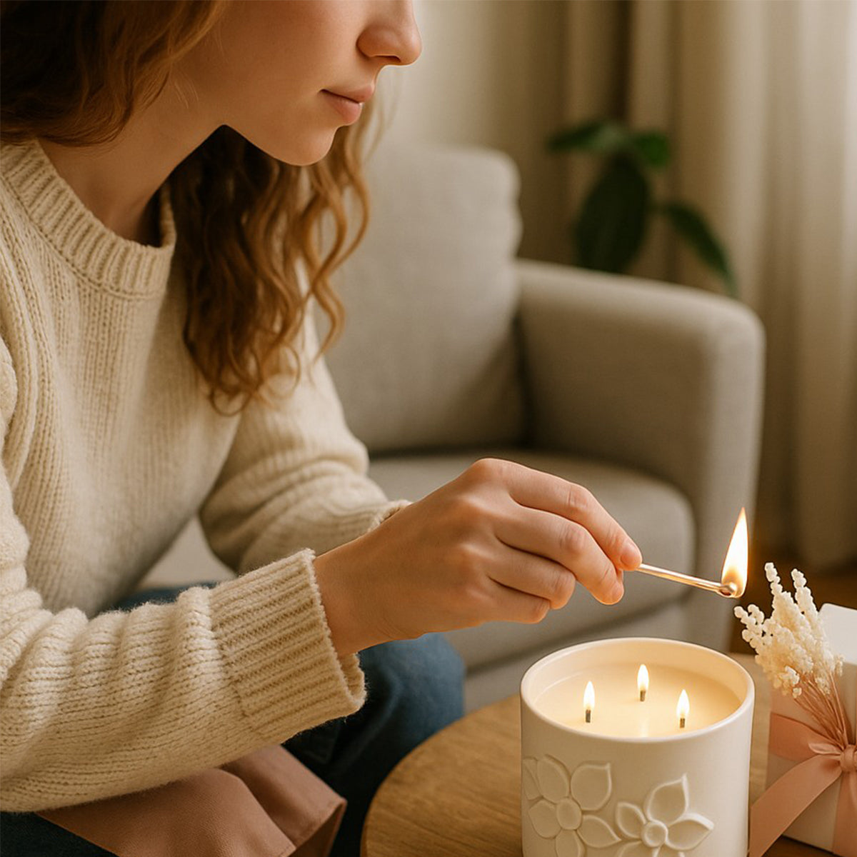 Fleur Luxury Soy Wax Candle – White Floral Elegance | 12 oz